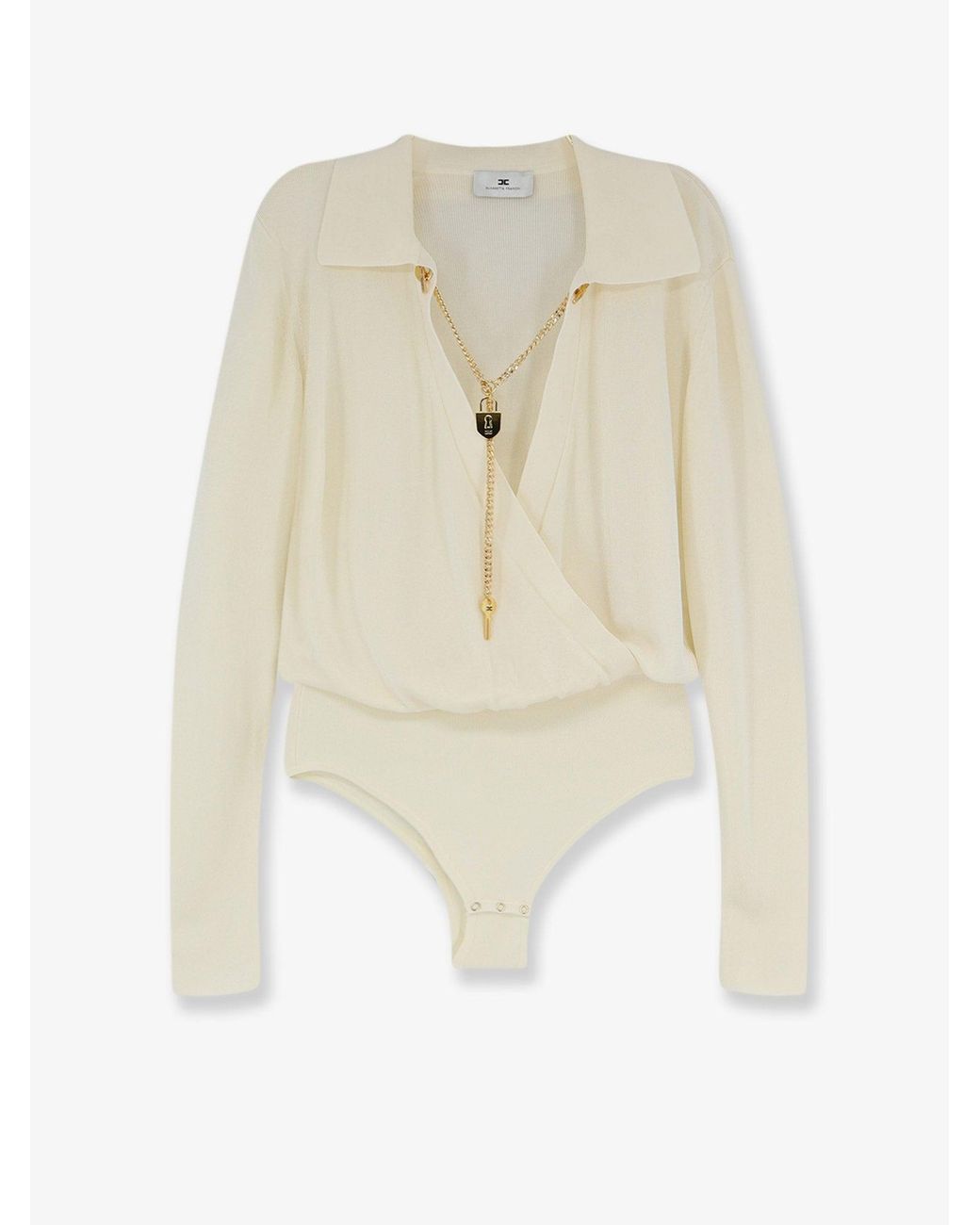 Elisabetta Franchi White Viscose Blend Bodysuit