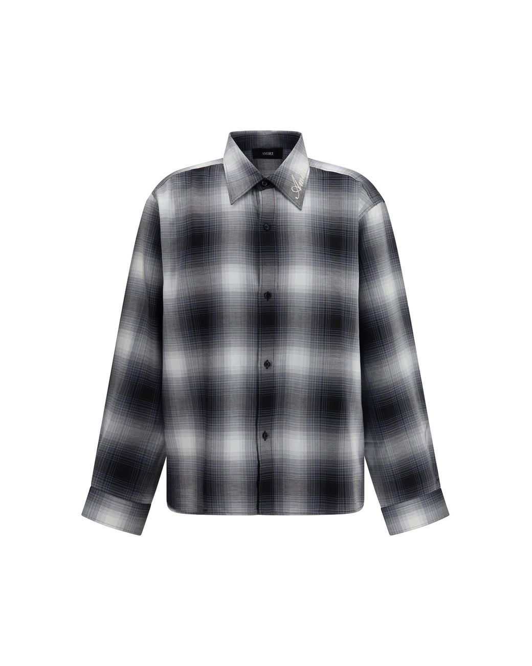 Amiri Gray Oversized Flannel Shirt for men