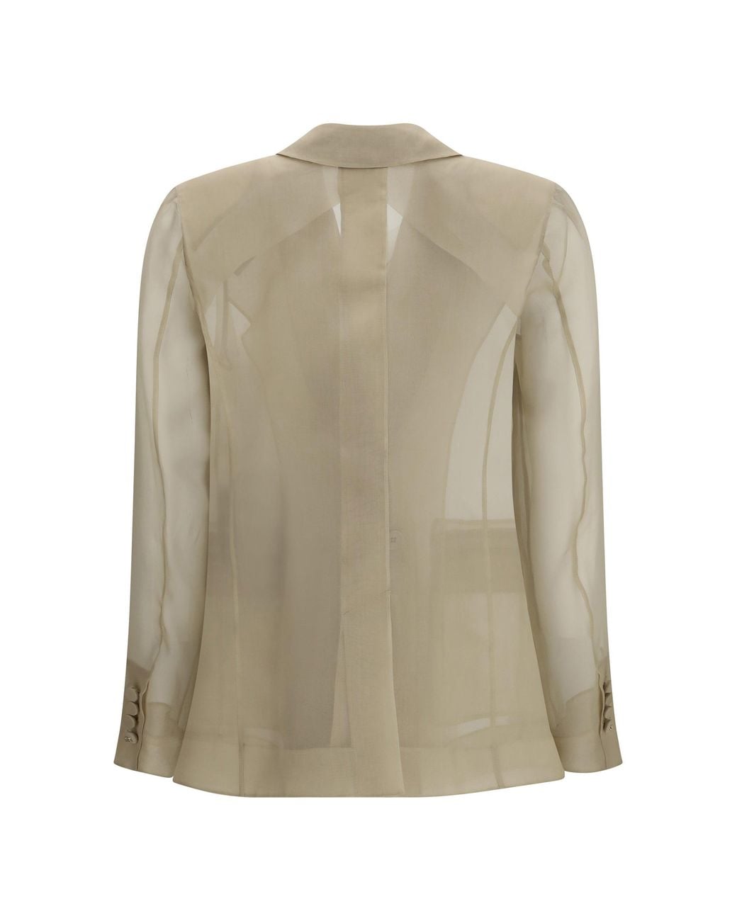 Max Mara Natural Jacket Slogan Silk Organza