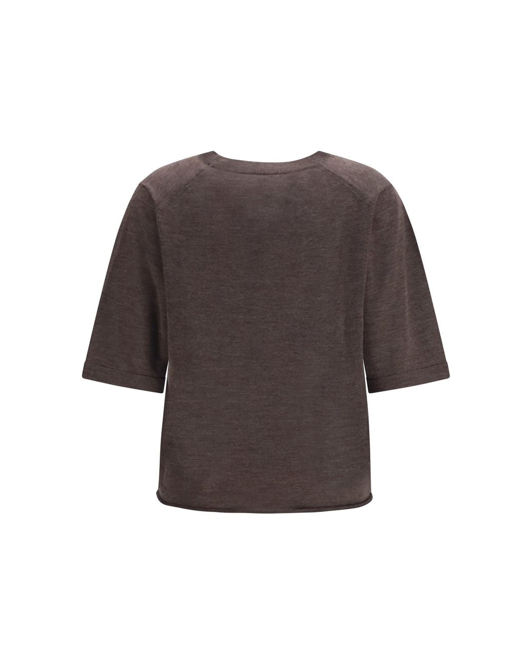 Loulou de Saison Brown Nala Fine-Knit Cashmere T-Shirt Melange