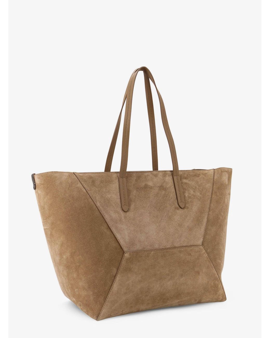 Brunello Cucinelli Brown Bc Duo Suede Shoulder Bag With Engraved Logo