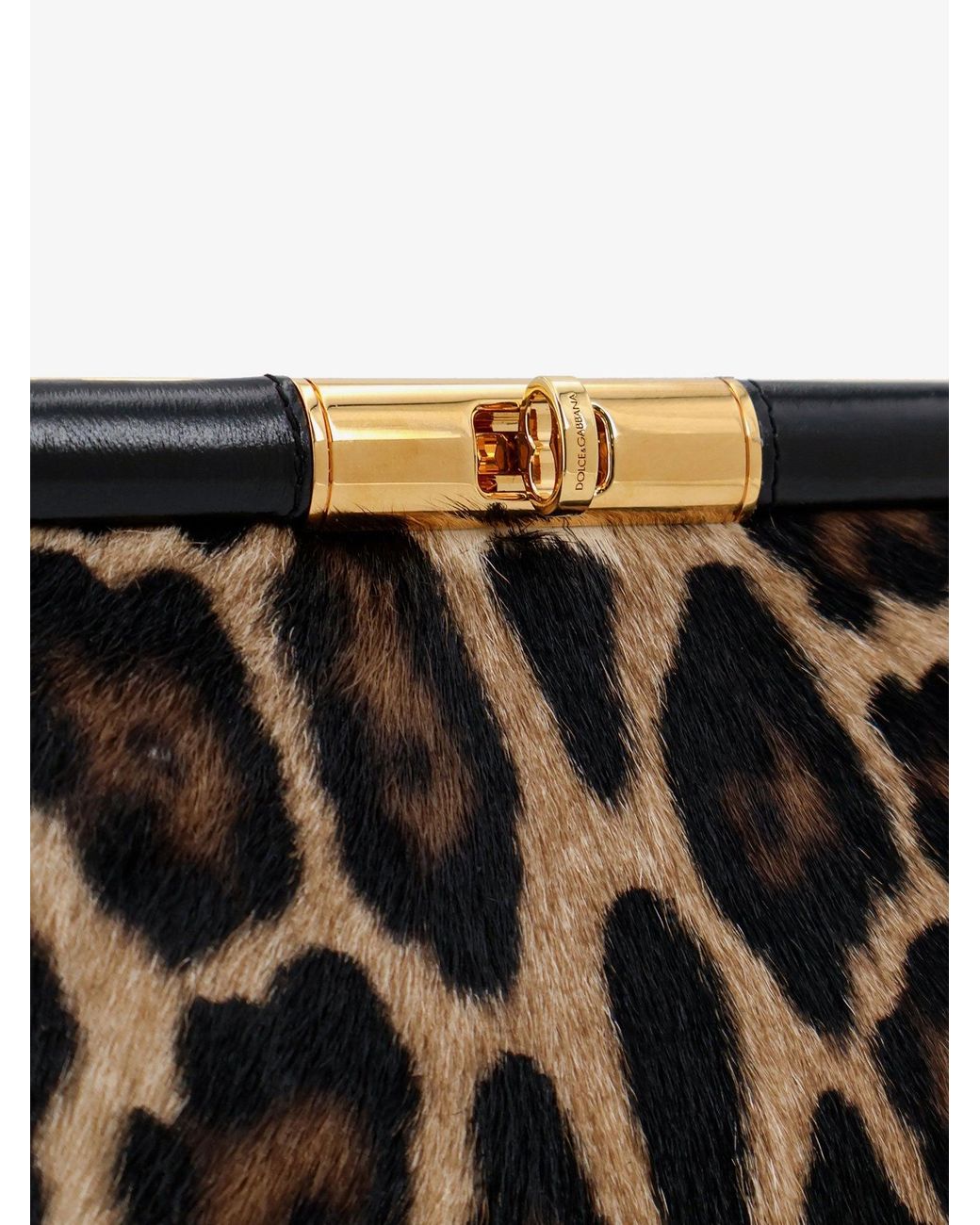 Dolce & Gabbana Black Marlene Leopard Print Goatskin Shoulder Bag