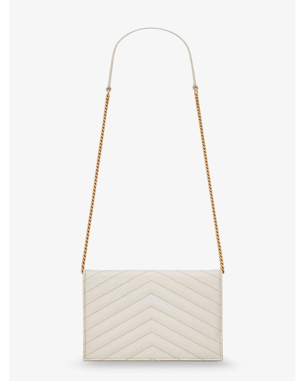 Saint Laurent White Envelope Leather Crossbody Bag