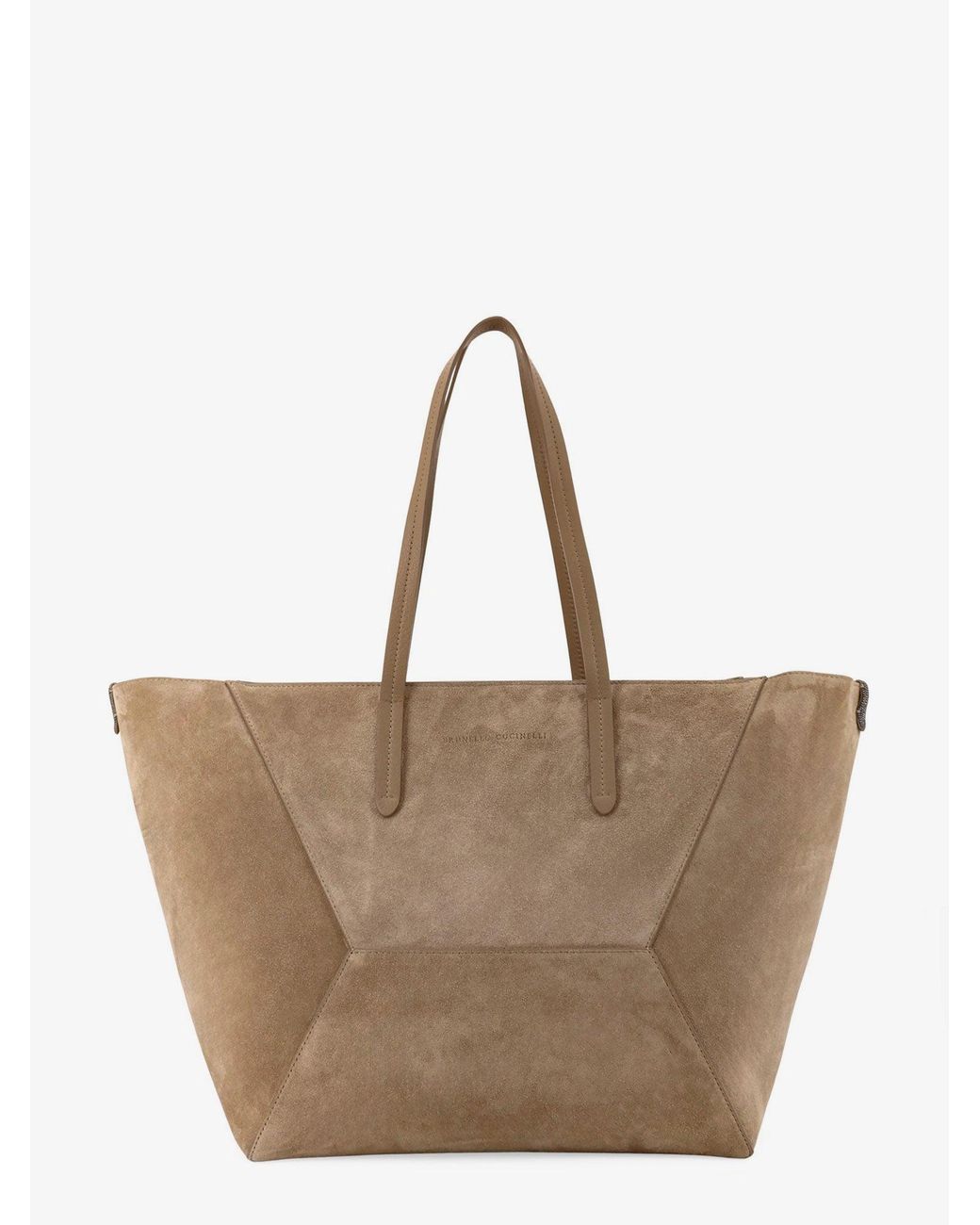 Brunello Cucinelli Brown Bc Duo Suede Shoulder Bag With Engraved Logo
