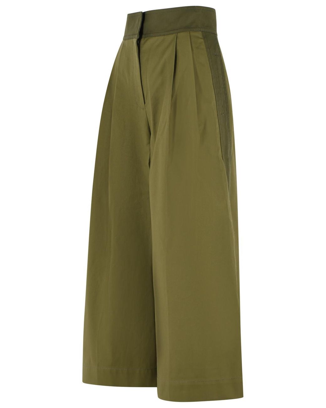 Zimmermann Green Structured High Waist Cotton Culotte Pants
