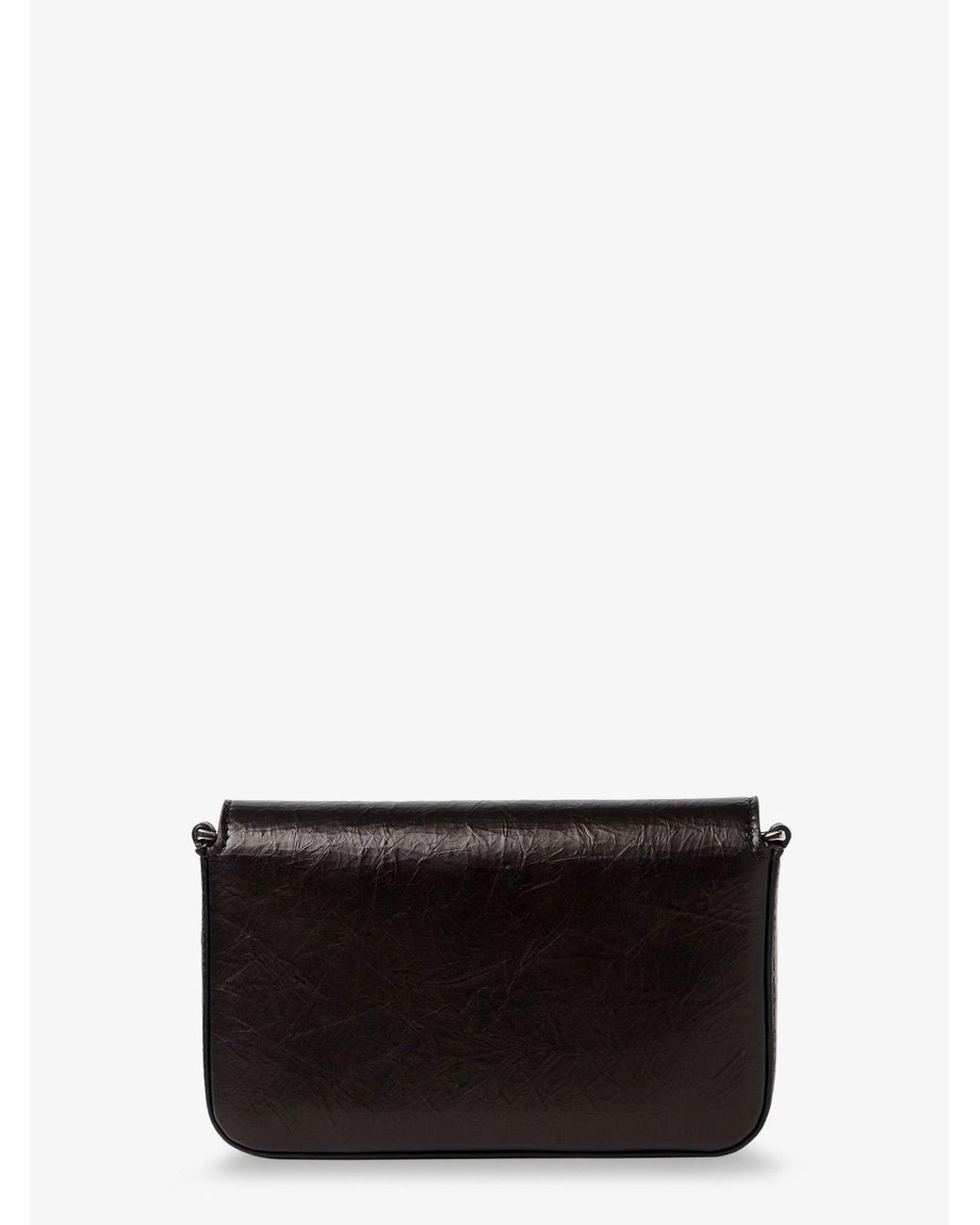 Fendi Black Crackled Leather Wallet On Chain Tube Crossbody Bag