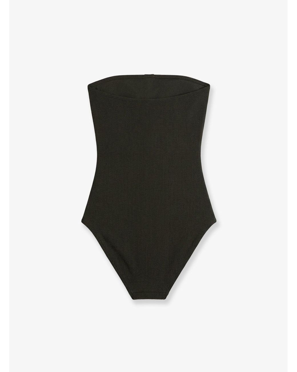 Totême  Black One-Piece Swimsuit With Ribbed Pattern