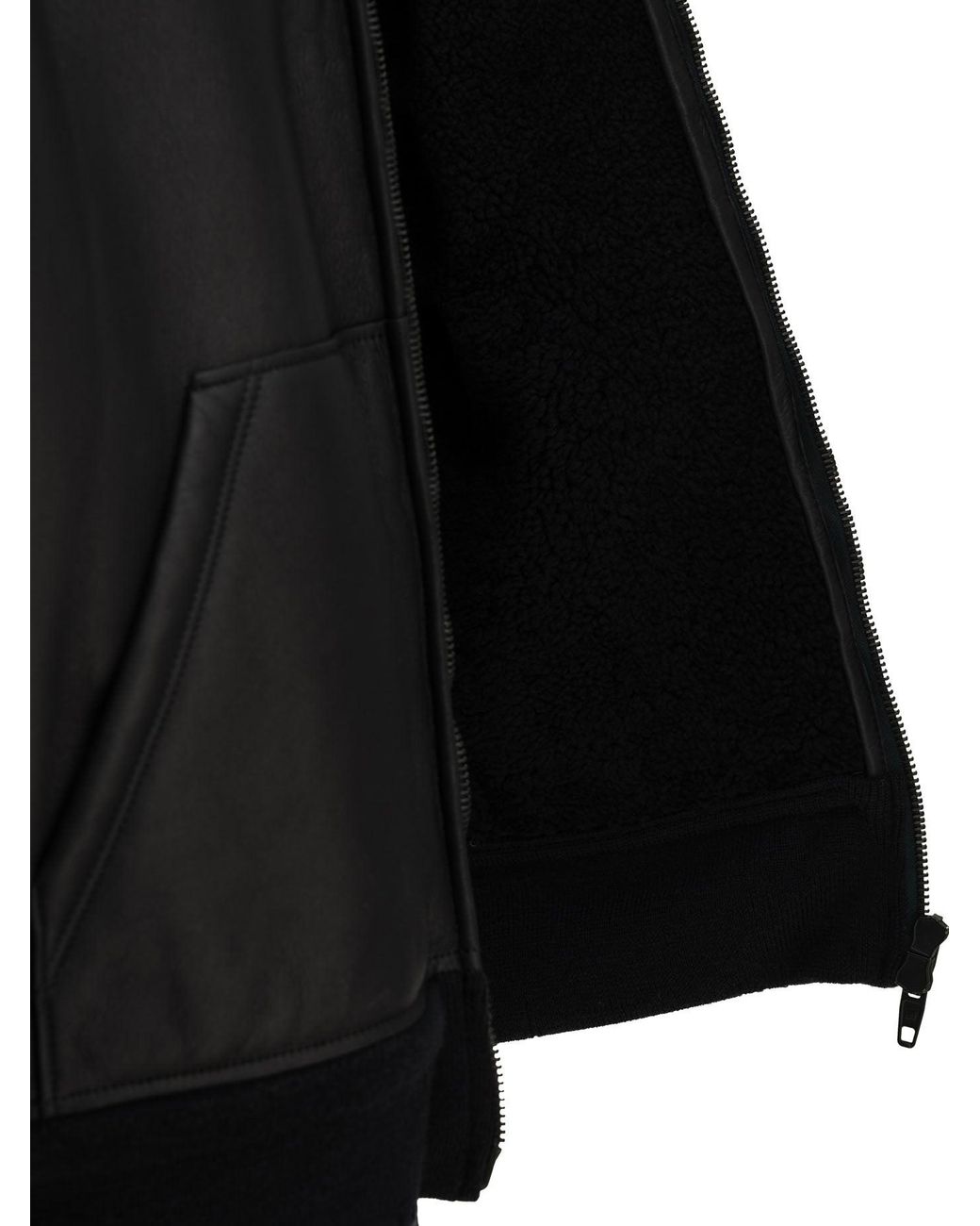Balenciaga Black Hooded Shearling Jacket