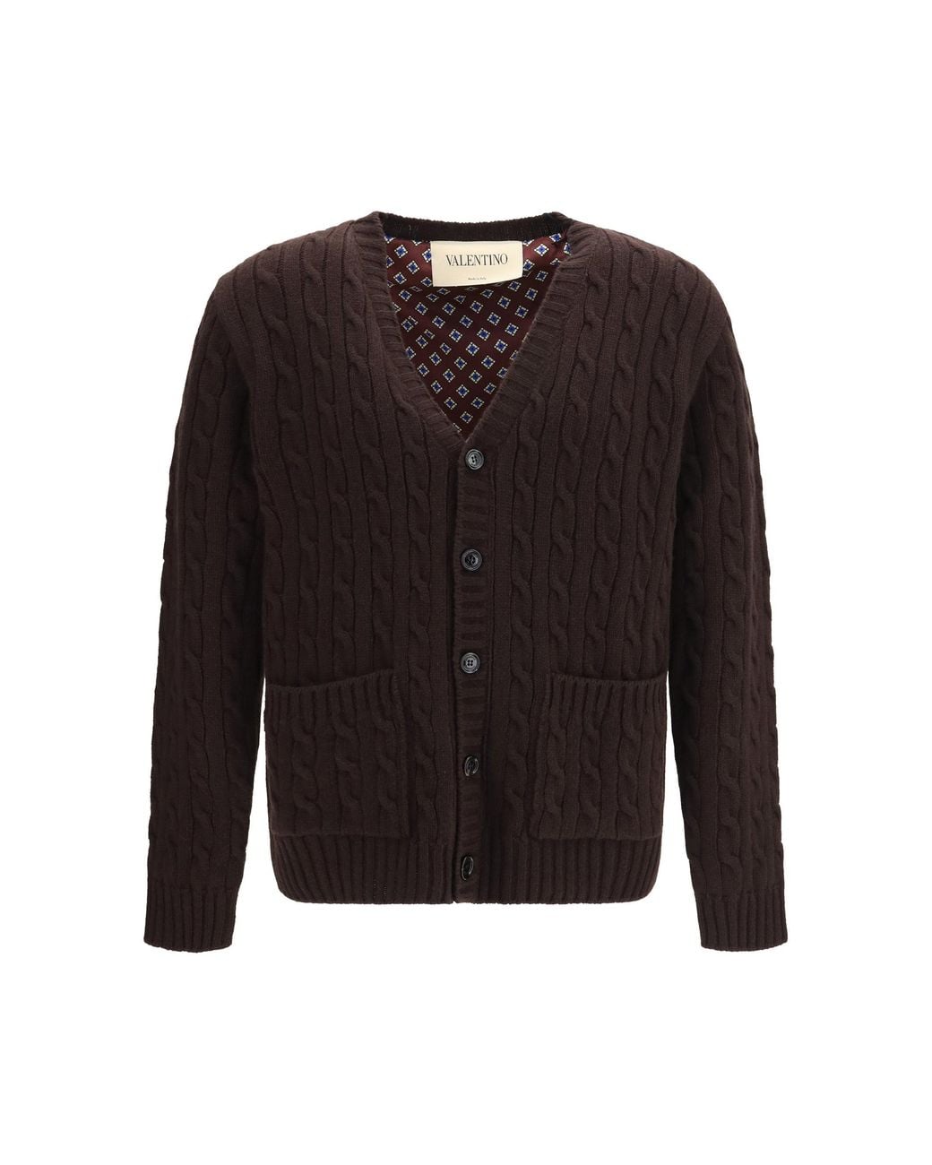 Valentino Black Virgin Wool V-Neck Cardigan for men
