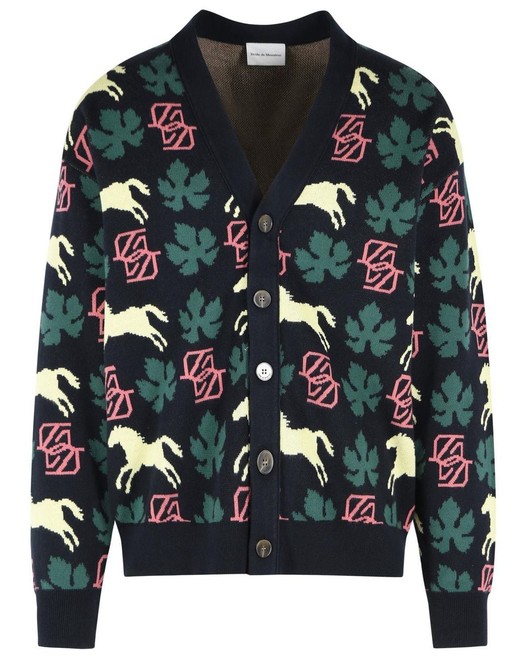 Drole de Monsieur Gray Horse Monogram Cardigan for men