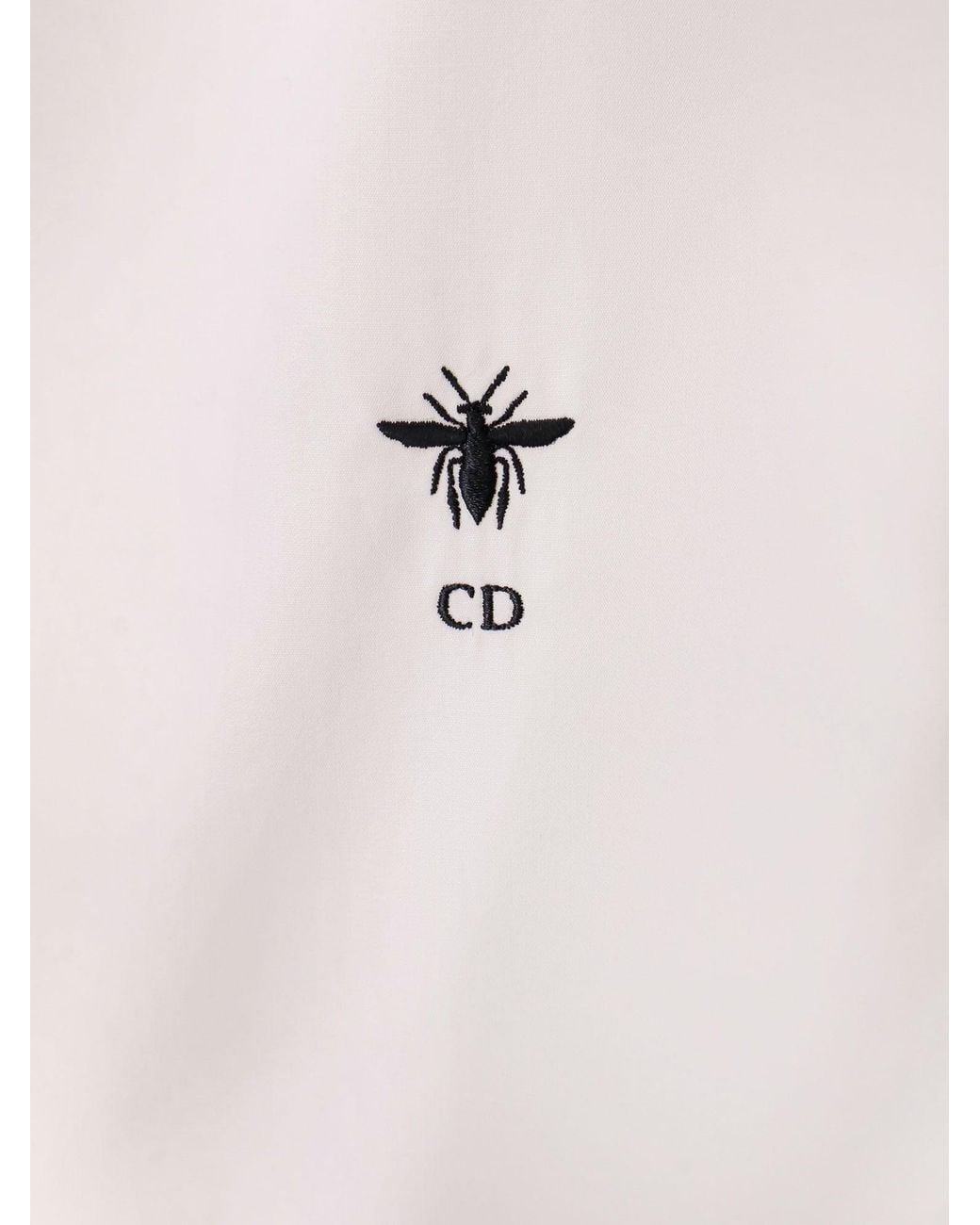 Dior White Dior Cotton Shirt With Bee And Monogram Embroidery