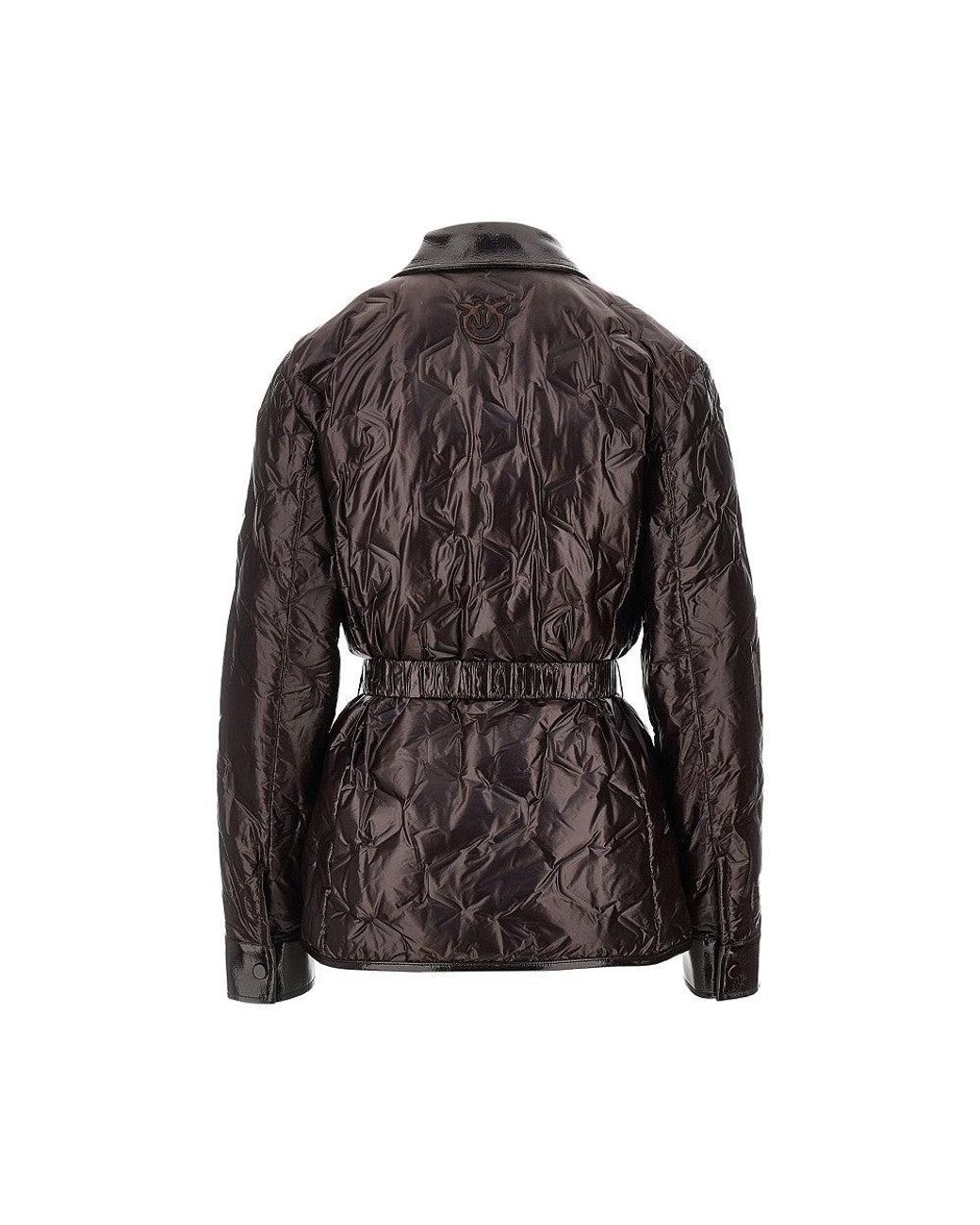 Pinko Black Padded Nylon Jacket With Belt
