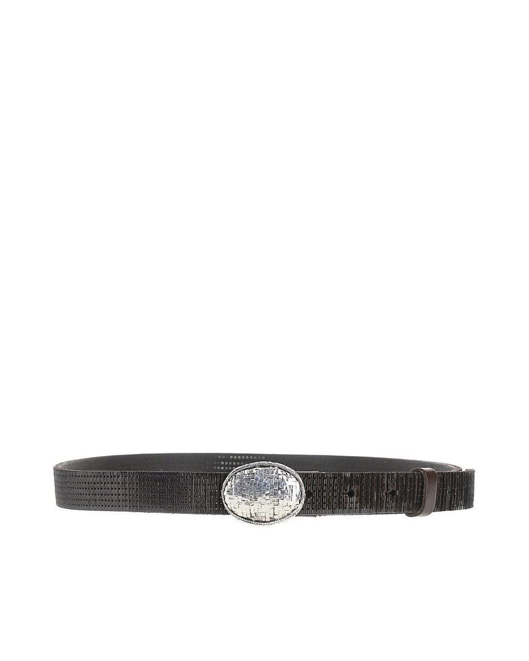 Brunello Cucinelli Black Texture Leather Belt for men
