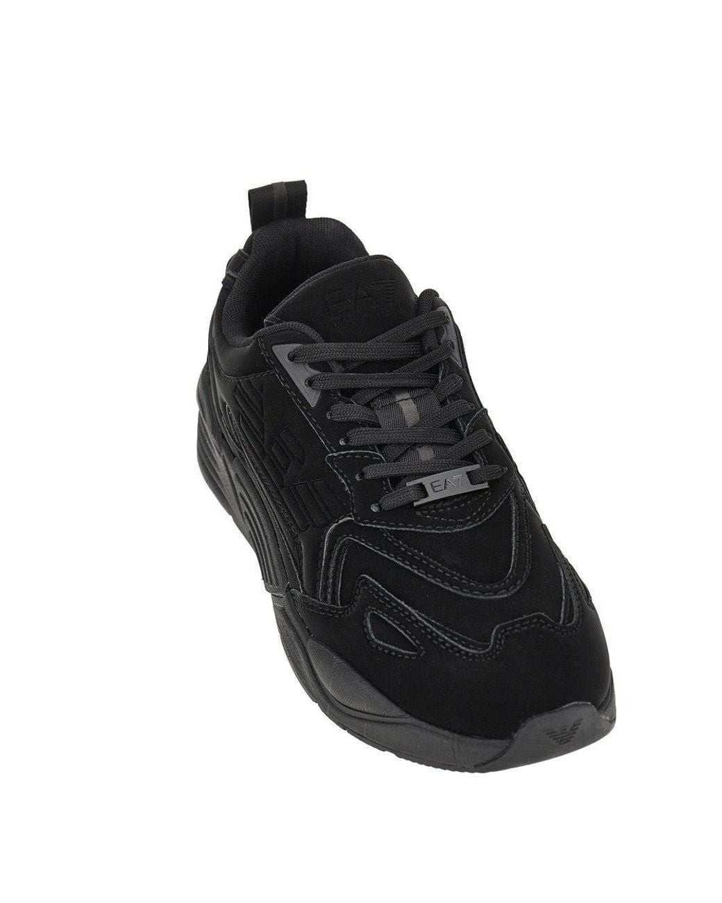 EA7 Black Coated Nylon Sneakers With Eagle Logo for men