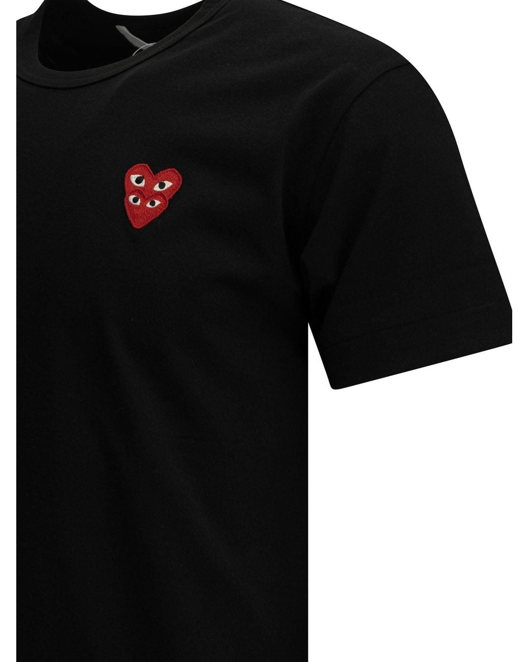 COMME DES GARÇONS PLAY Black "Double Heart" Crew-Neck T-Shirt for men