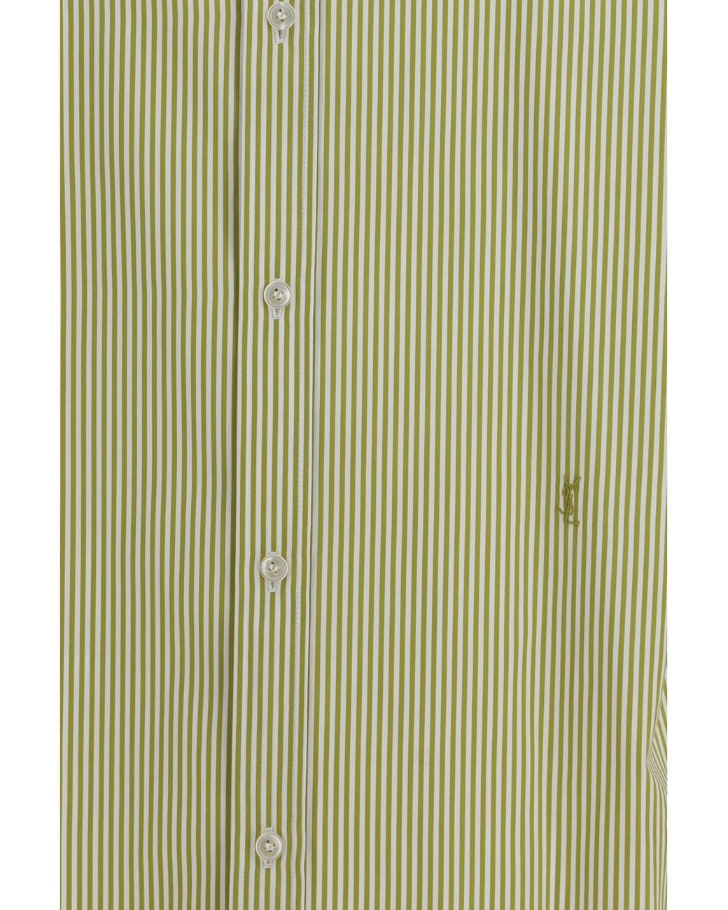 Saint Laurent Green Vertical Striped Button Shirt