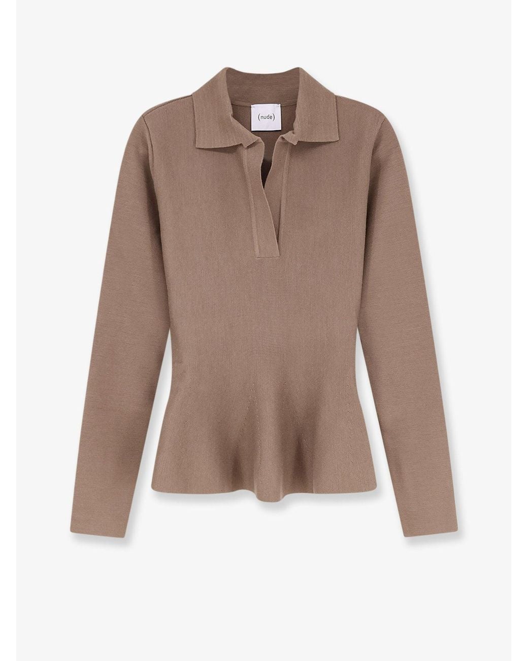 Nude Brown Wool-Blend V-Neck Sweater