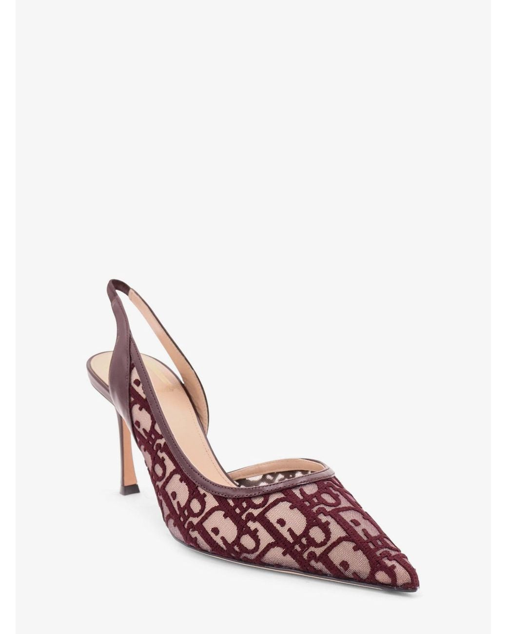 Dior Pink Aable Slingback Mesh Pumps Embroidery