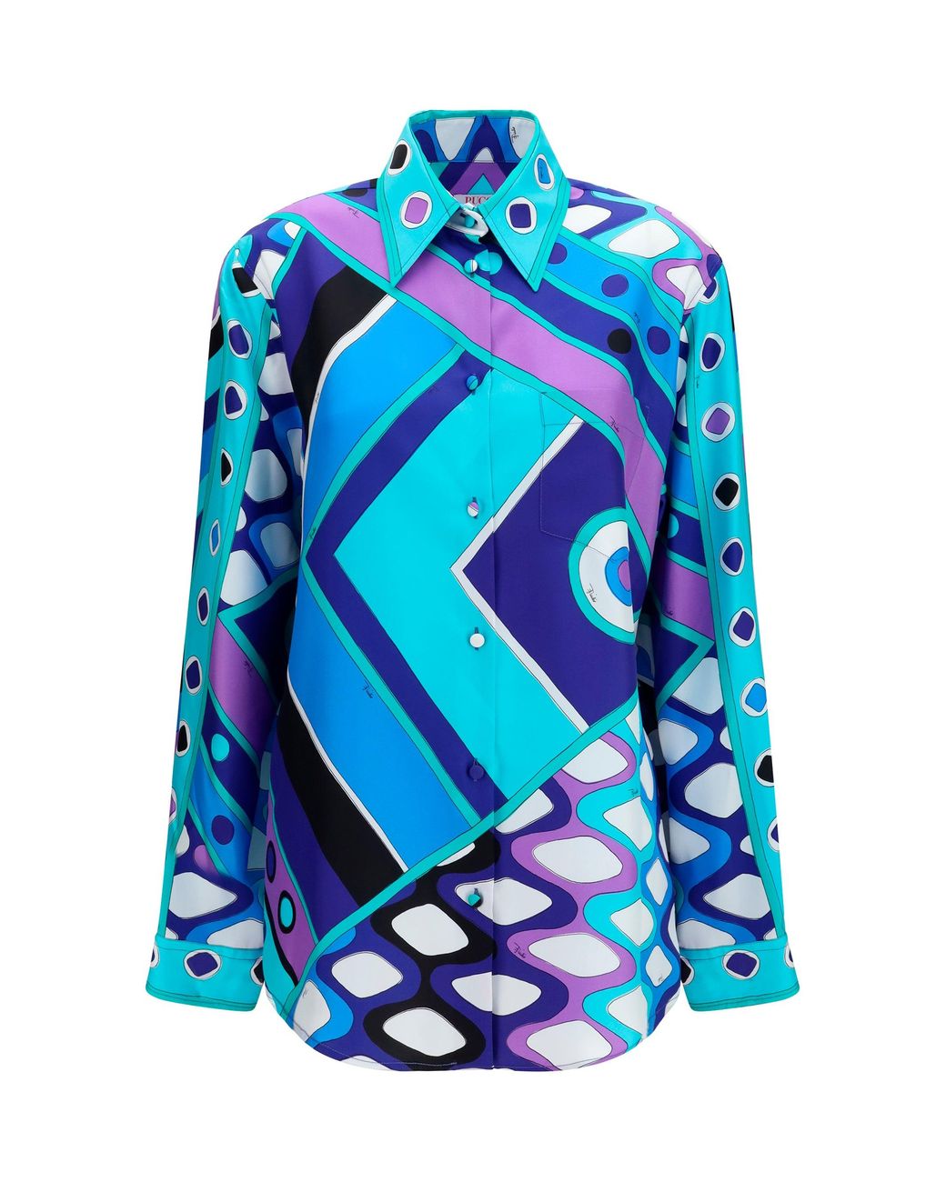 Emilio Pucci Blue Geometric Print Shirt