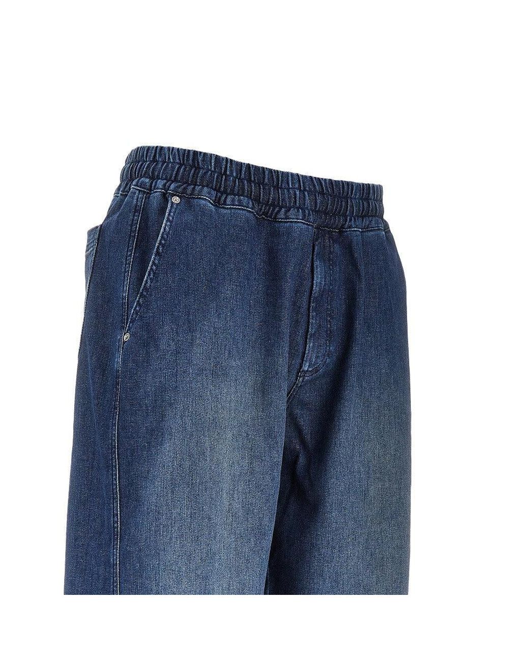Emporio Armani Blue Stretch Denim Loose Fit Pants for men