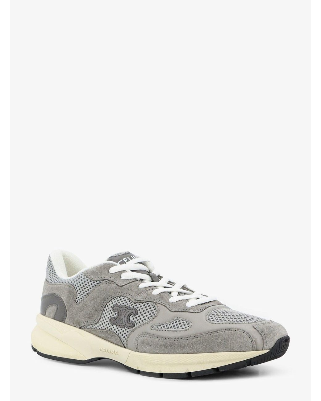 Céline White Runner Mesh And Suede Sneakers With Side Logo for men