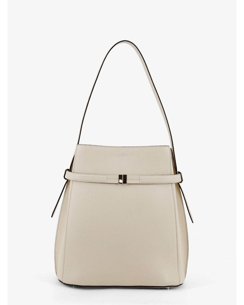 Totême Natural Hammered Leather Bucket Bag With Strap On The Front