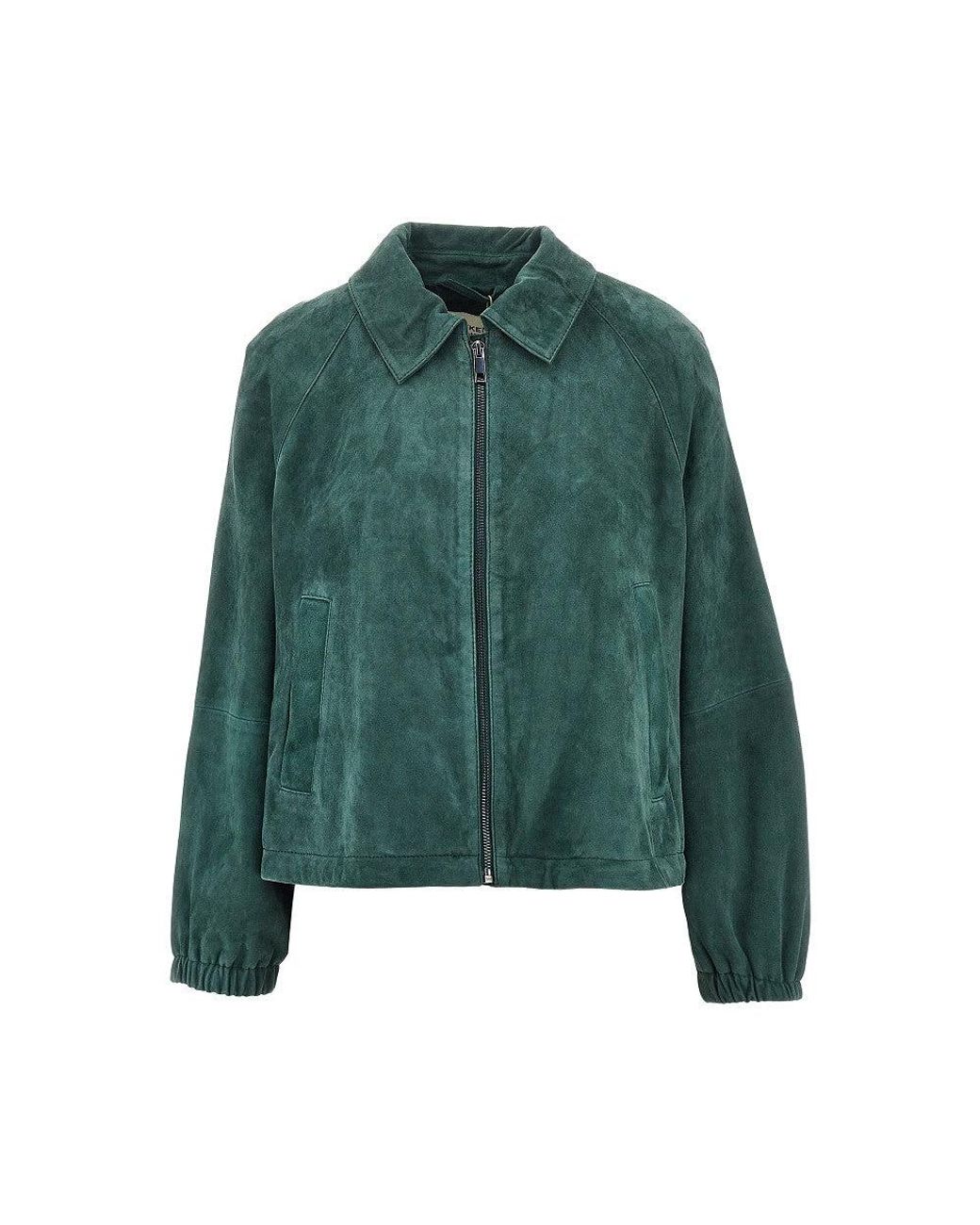 Weekend by Maxmara Green Suede Leather Jacket