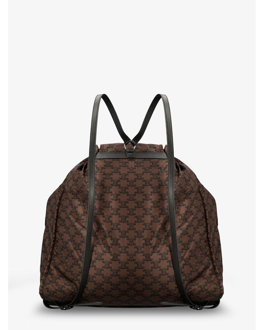 Céline Brown Nylon And Leather Backpack With Triomphe Print for men