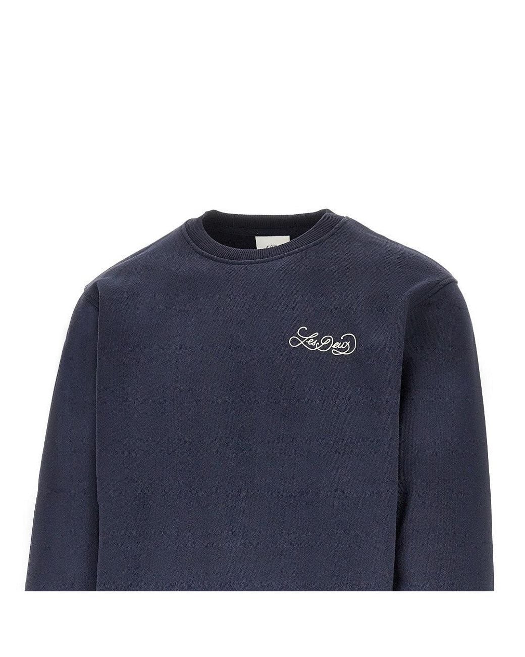 Les Deux Blue Cotton Sweatshirt With Logo Print for men
