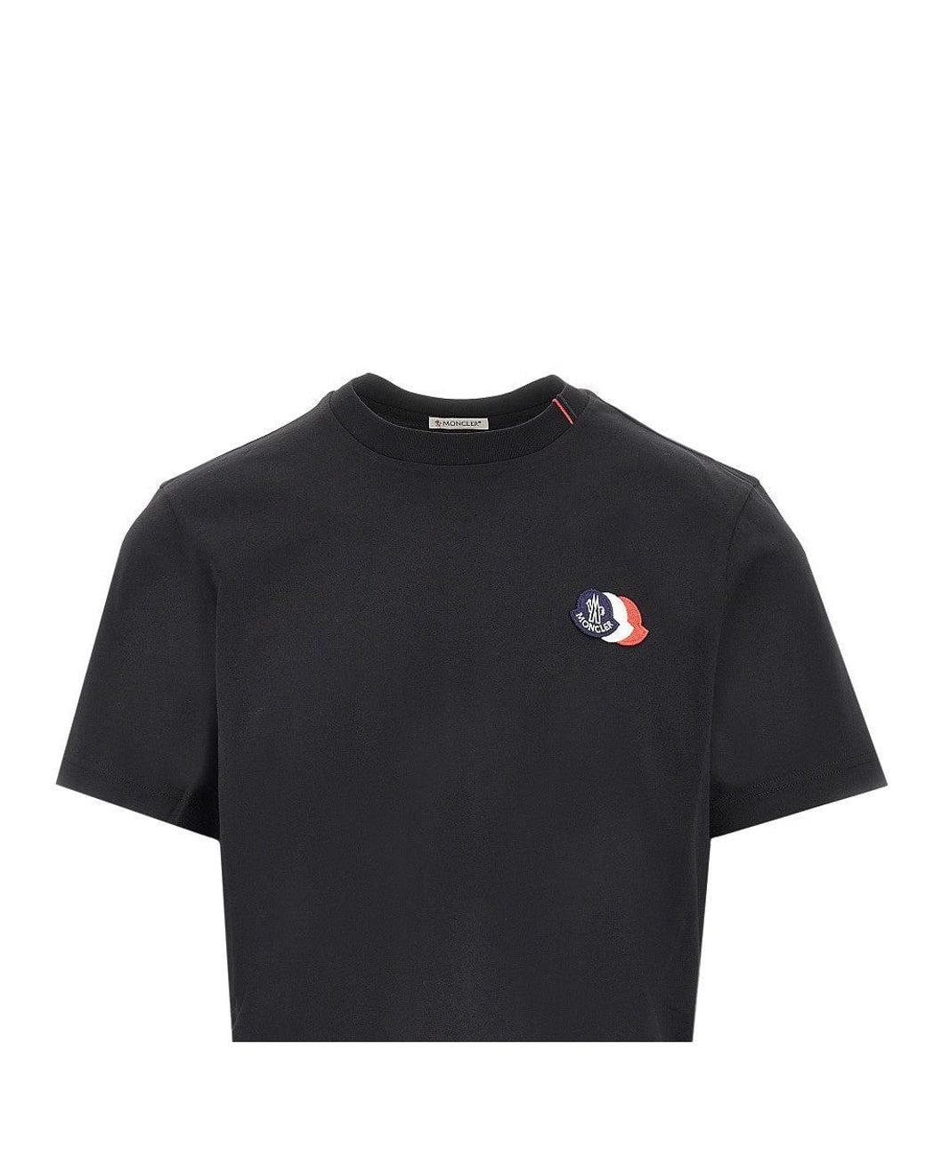 Moncler Black Tricolour Embroidered Logo T-Shirt for men