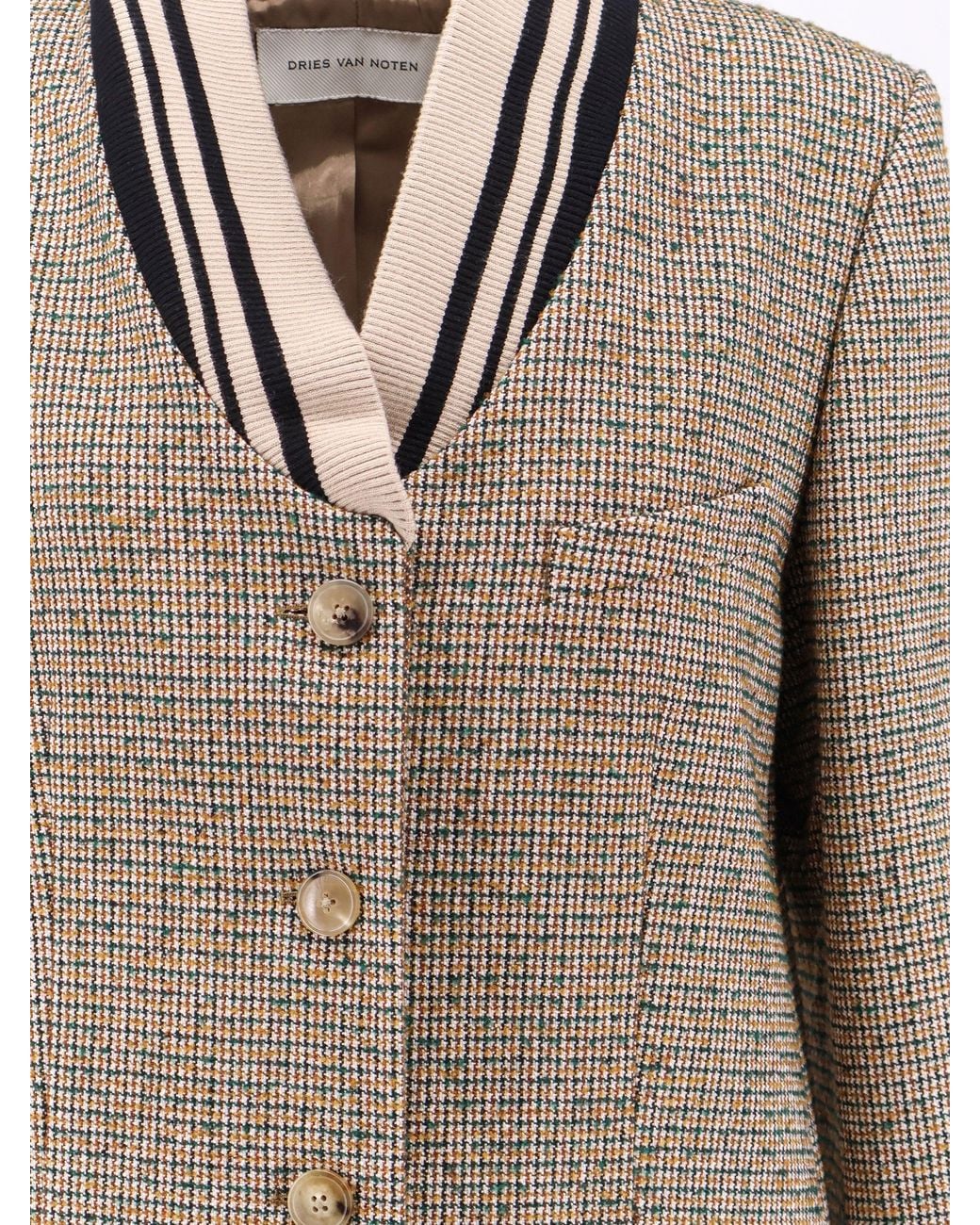 Dries Van Noten White Ritt Madras Cotton Blend Coat