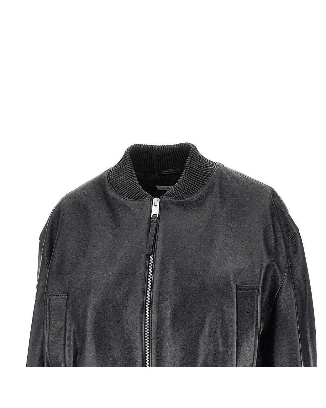 Arma Black Hannan Leather Bomber Jacket