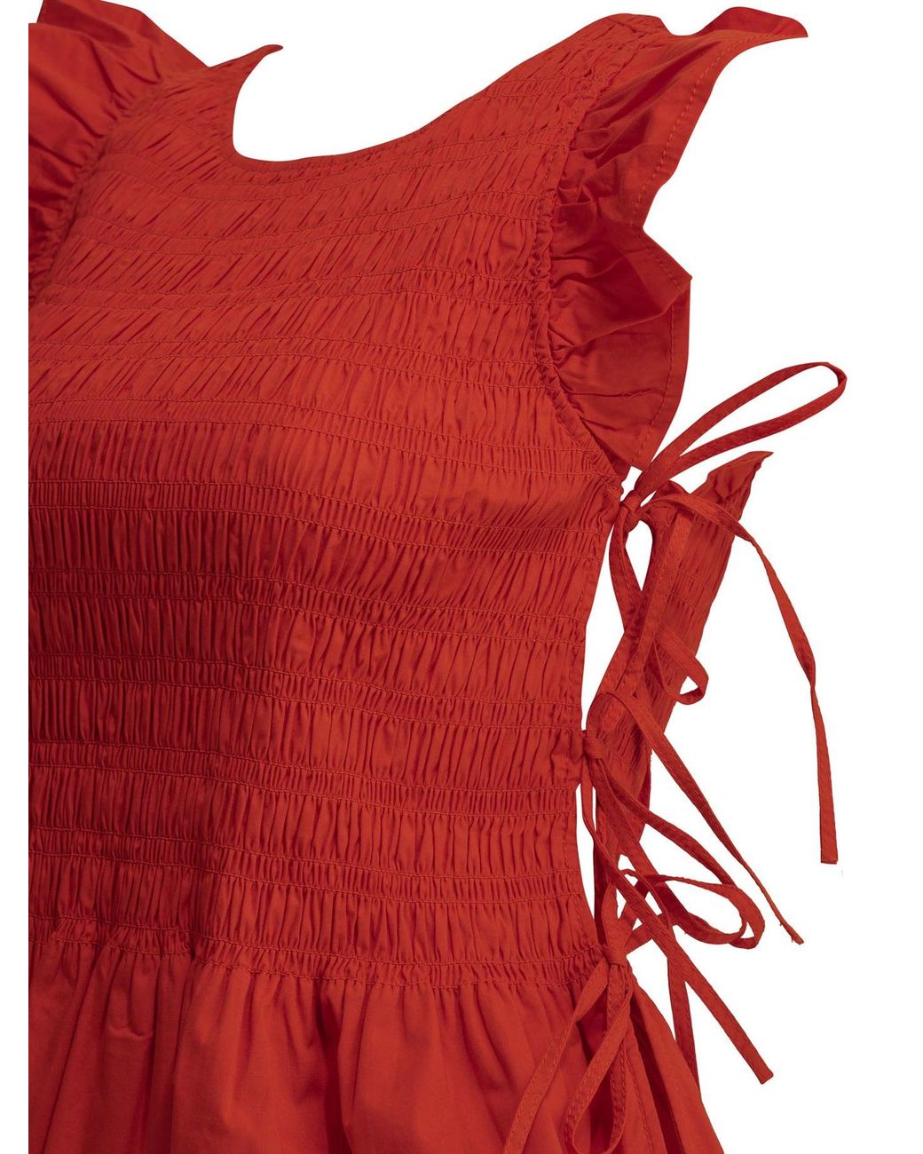 Ganni Red Casual Pleated Top