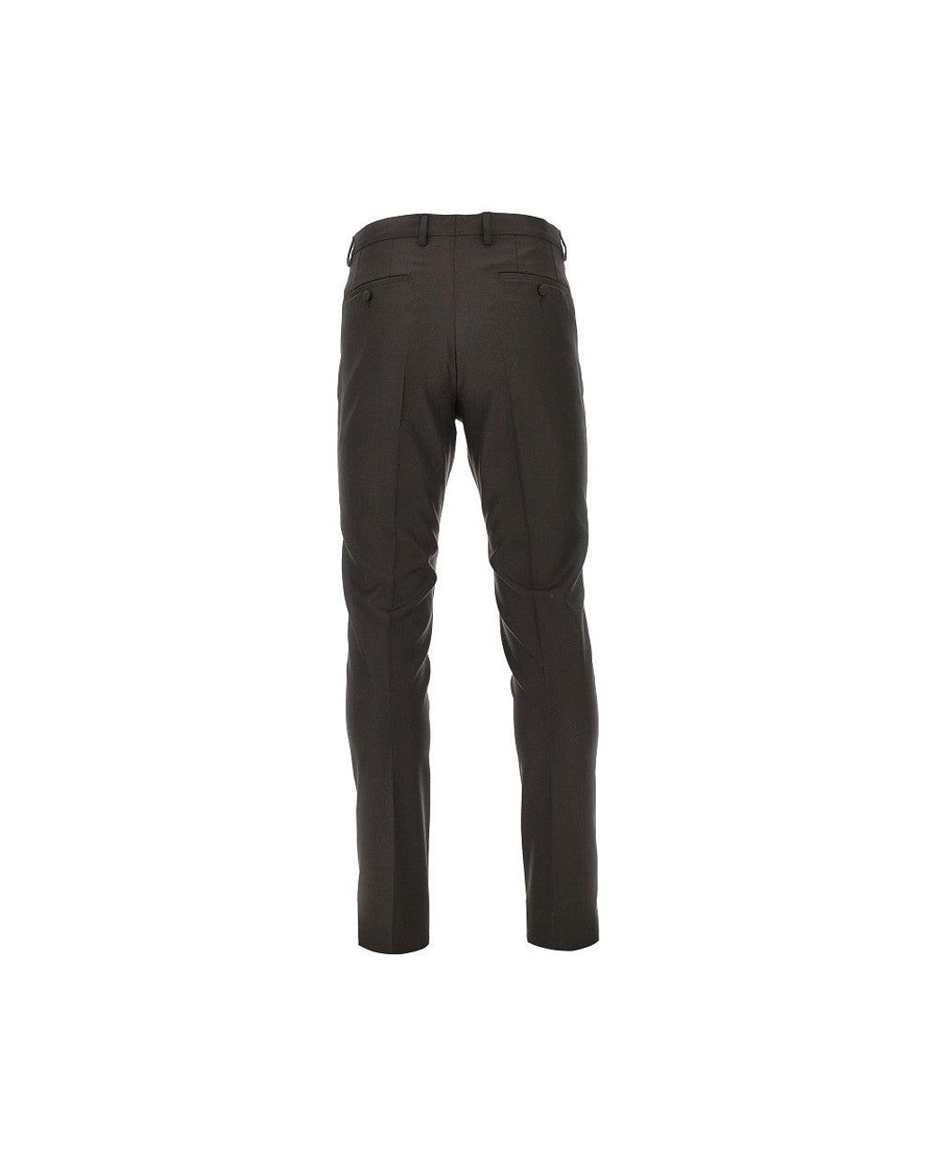 Dolce & Gabbana Black Virgin Wool Twill Tailored Pants for men