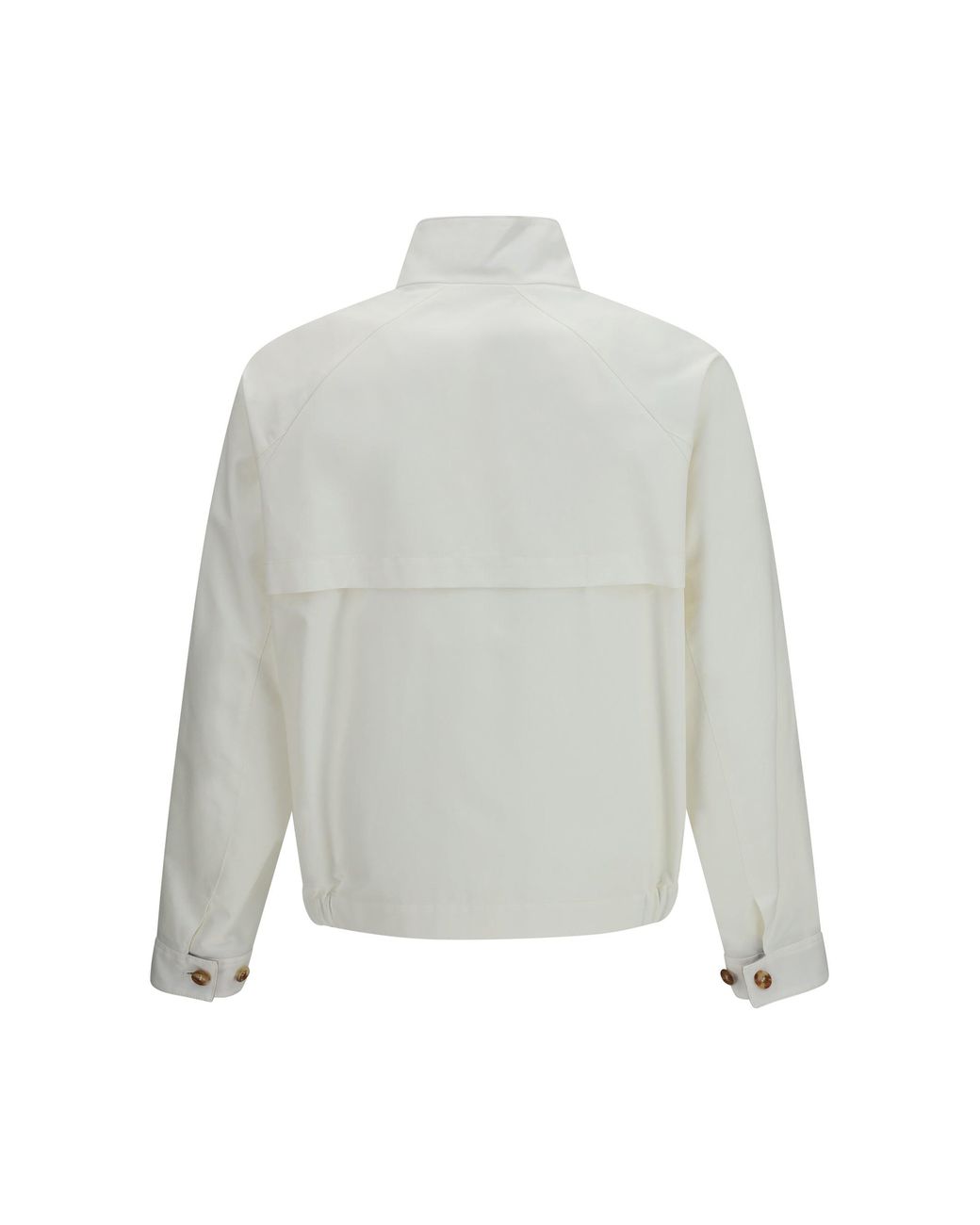 Brunello Cucinelli White Windproof Zip Jacket Off/Panama/Spago Cotton for men