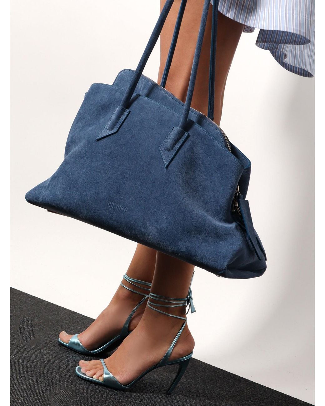 The Attico Blue Ora Satin Sandals