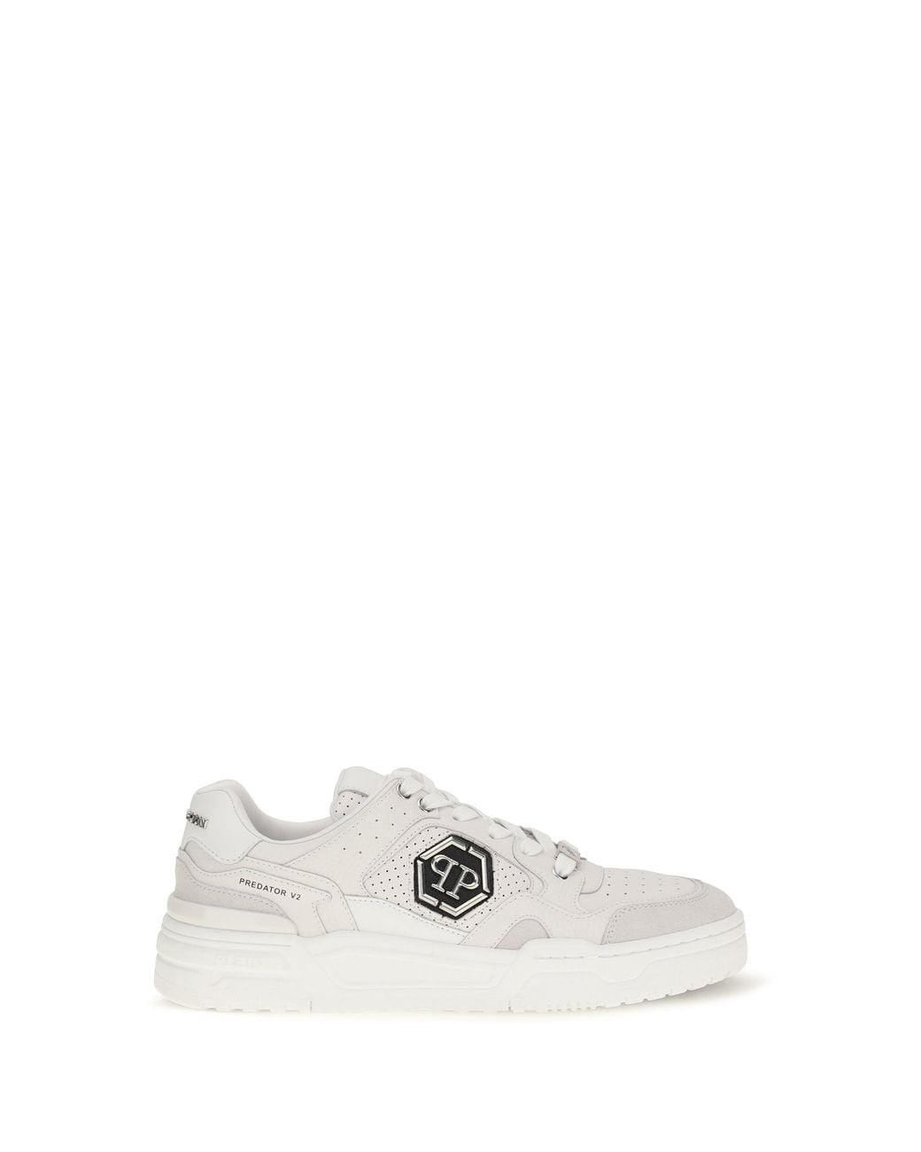 Philipp Plein White Predator V2 Low Top Sneakers for men