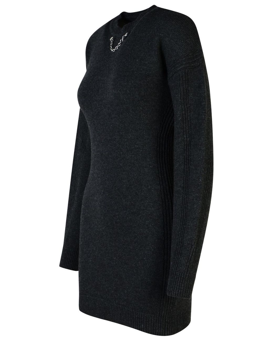 Moschino Black Dark Wool Blend Dress