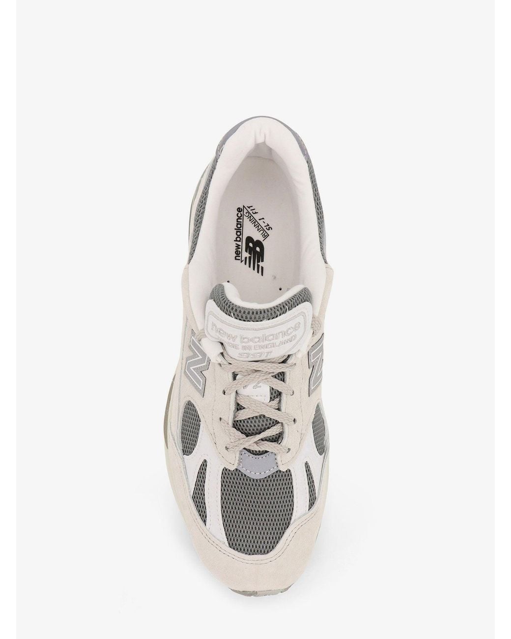 New Balance White 991 Mesh And Suede Low-Top Sneakers for men