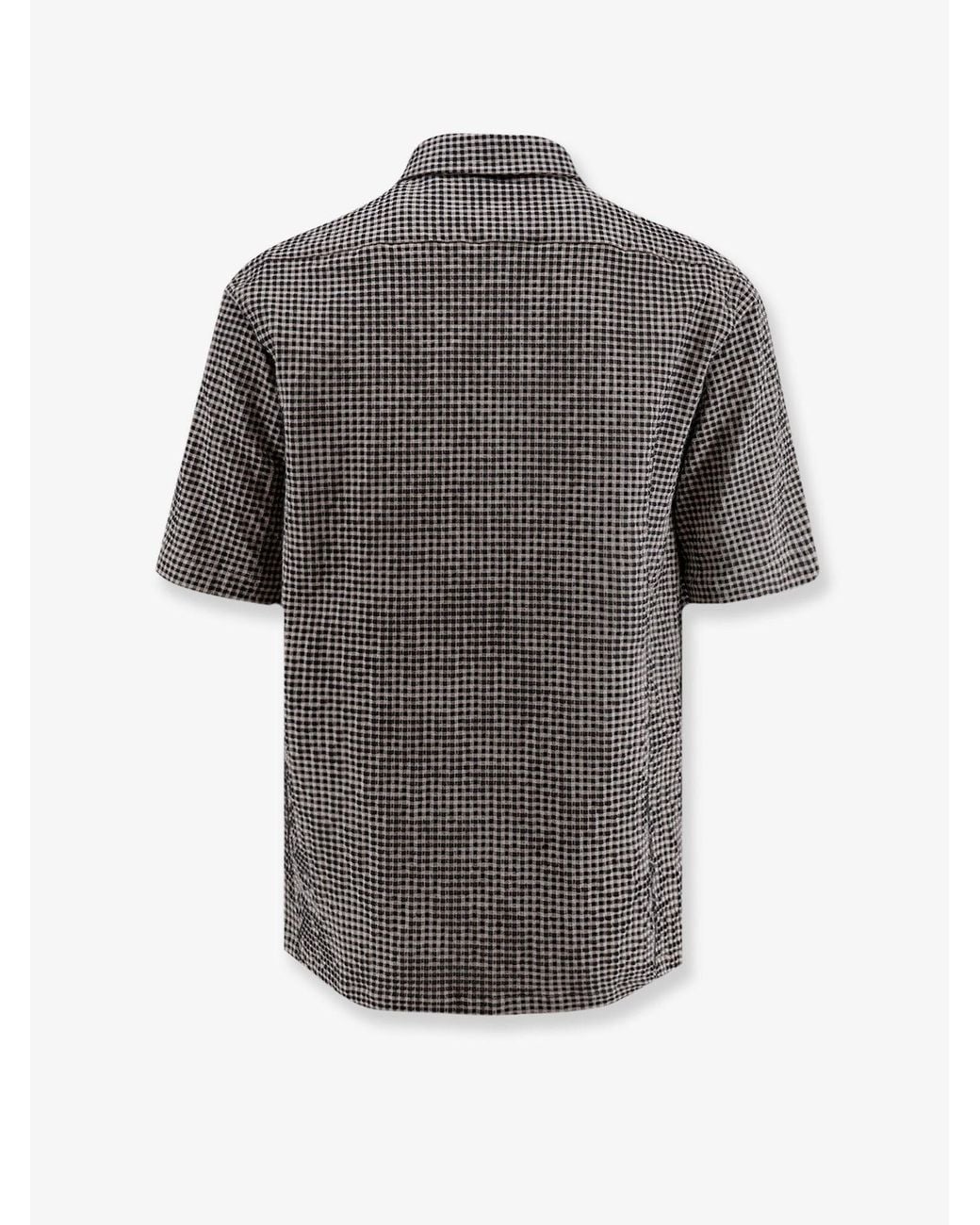 Hevò Gray Cotton Blend Shirt With Checked Pattern for men