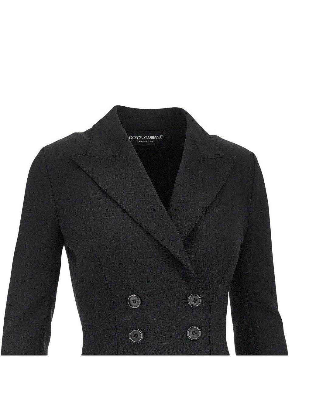 Dolce & Gabbana Black Stretch Wool Fitted Double-Breasted Jacket
