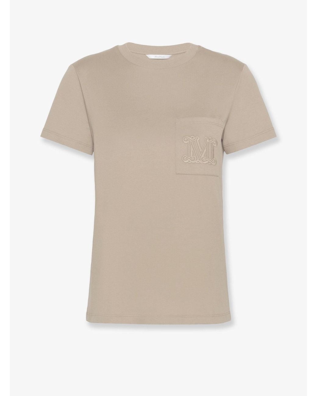 Max Mara White Papaia Cotton T-Shirt With Monogram