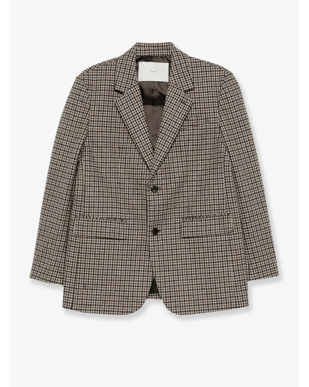 DUNST Gray Classic Wool Blazer Check