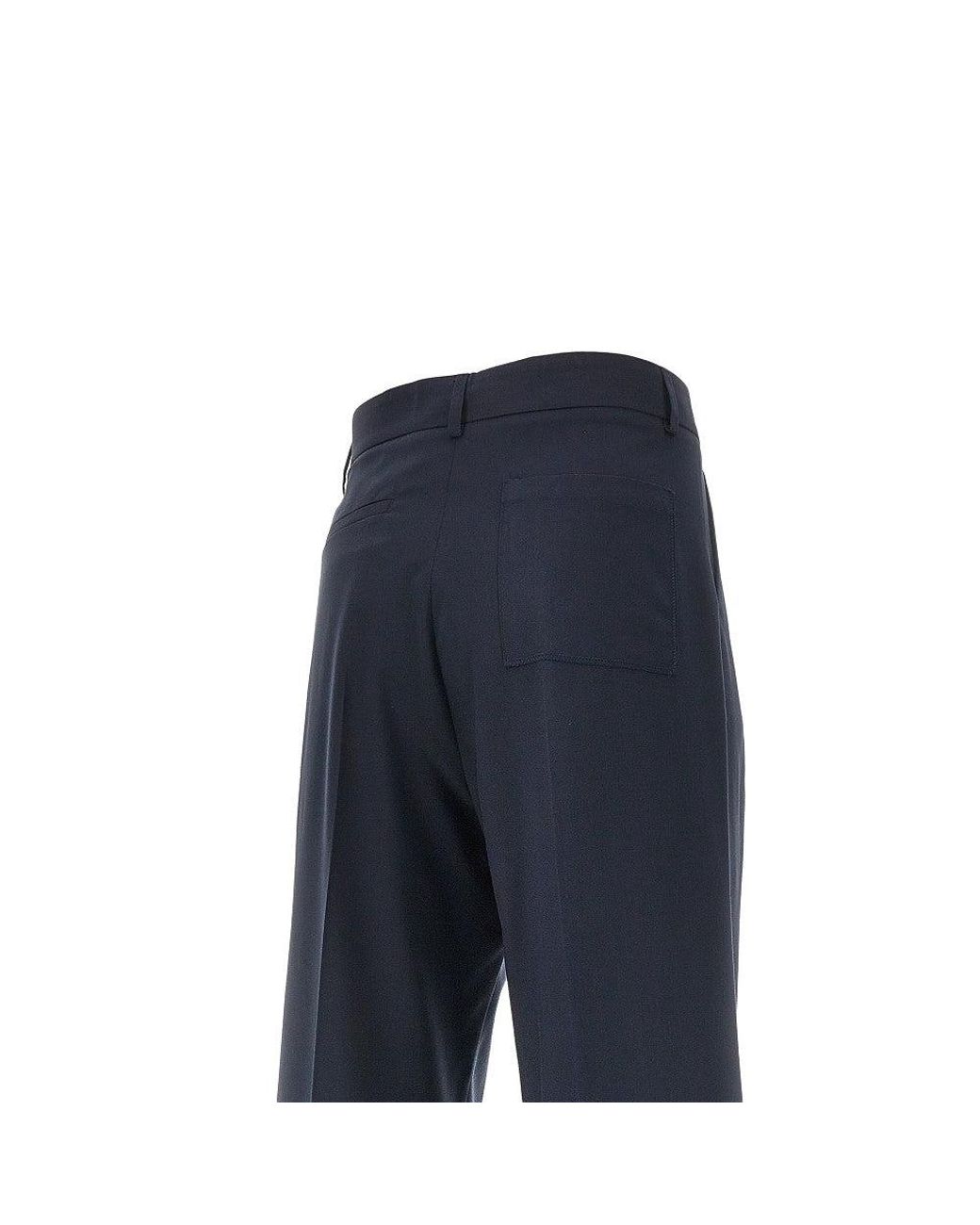 C.9.3 Blue Viscose-Blend Pants With Darts for men