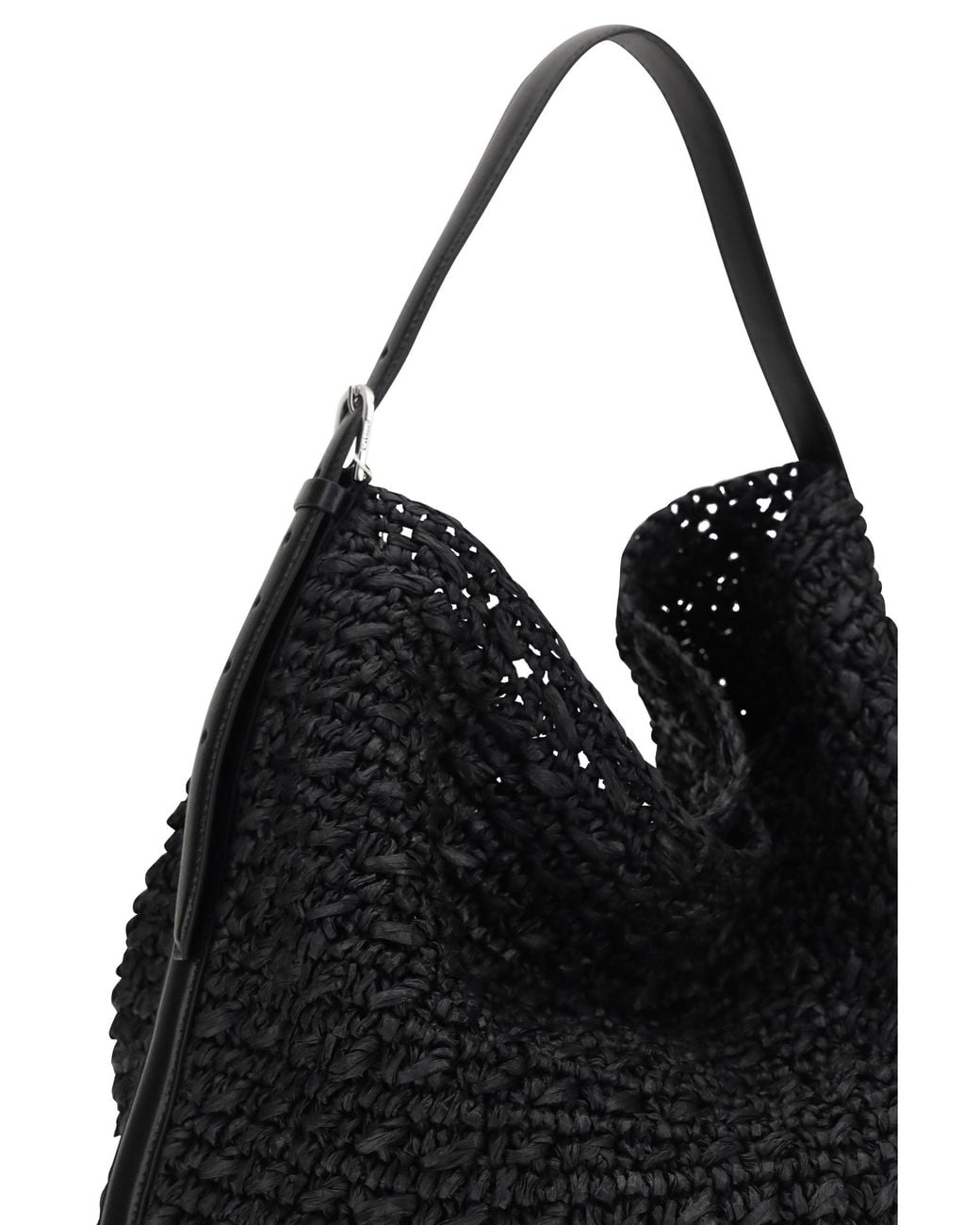 Totême Black Paper Raffia Tote Shoulder Bag