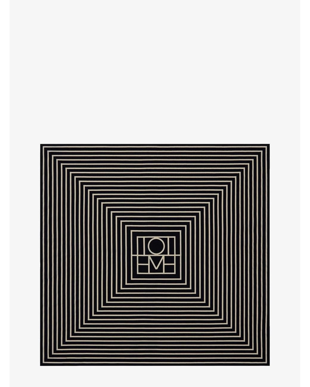 Totême Black Monogrammed Silk Scarf