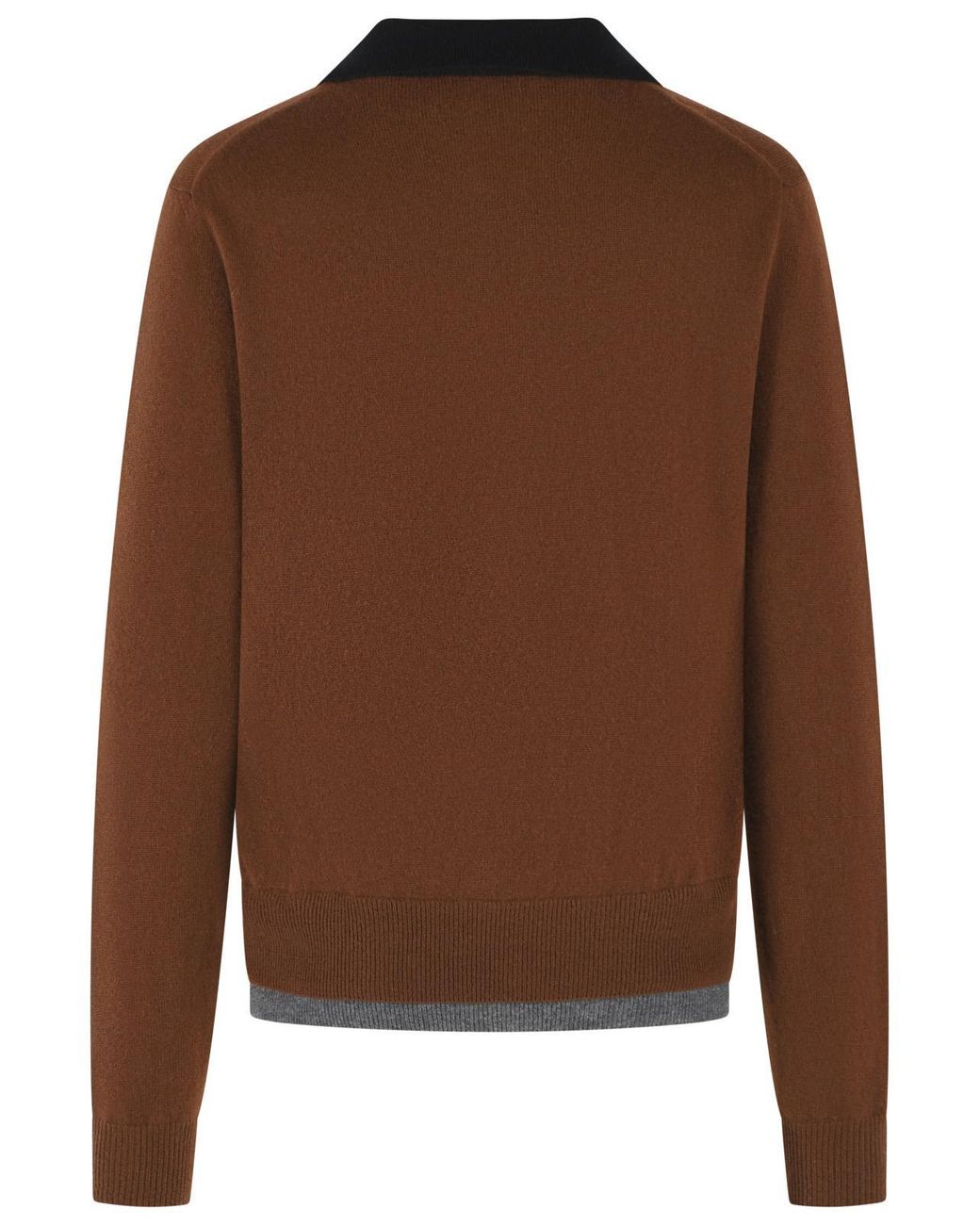 Marni Brown Cashmere Polo Shirt With Ribbed Collar for men