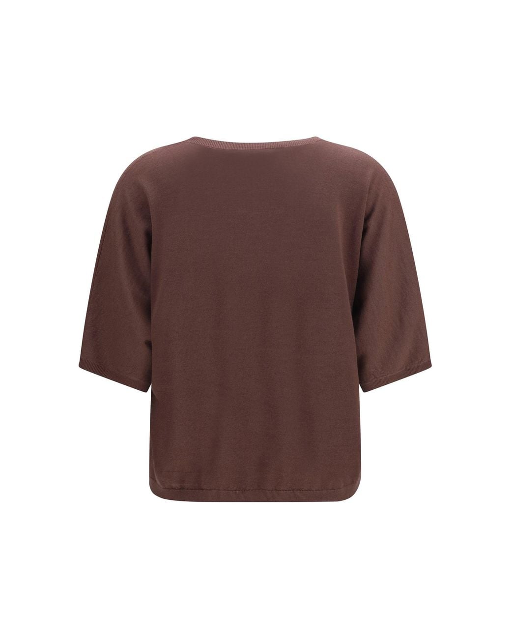 Brunello Cucinelli Brown Short-Sleeve Cashmere And Silk Sweater
