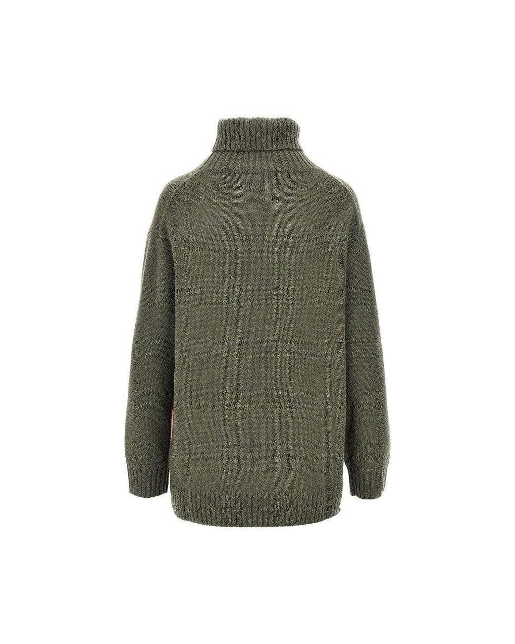 Ballantyne Green Lozenge Cashmere Turtleneck Sweater