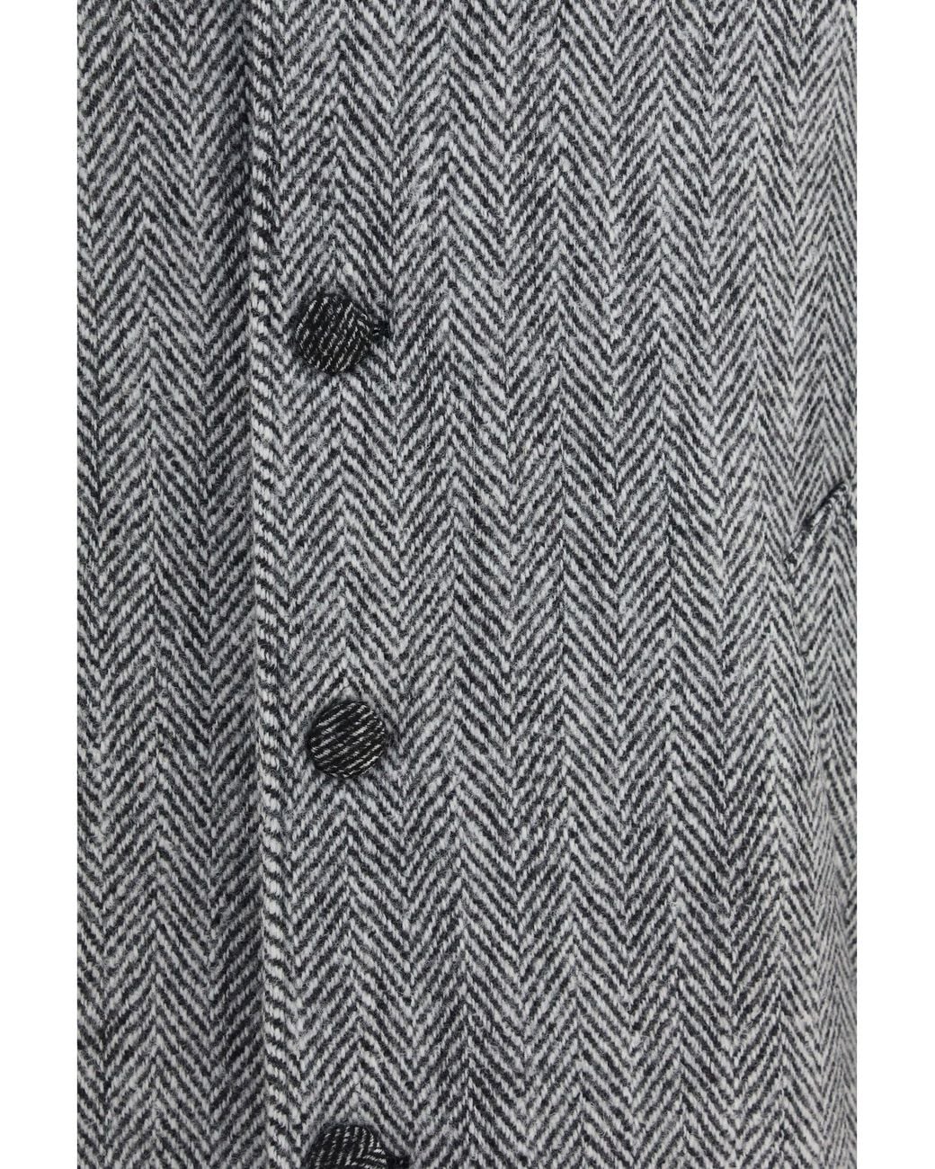 Dolce & Gabbana Gray Dolce & Gabbana Chevron Wool-Blend Single-Breasted Coat for men